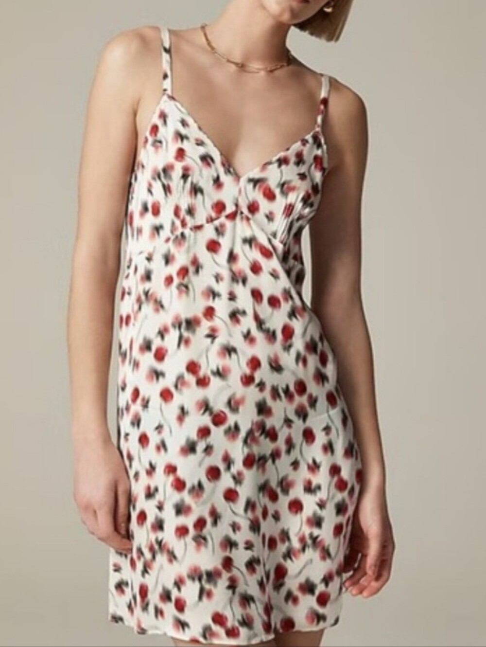 J.Crew Soft Shine Blurry Cherry Print Slip Dress